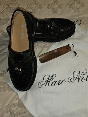 Marc Nolan Men’s Black Croc-Embossed Leather Loafers